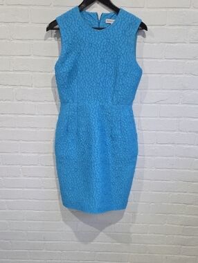Sleeveless Textured Midi Dress in Bright Turquoise